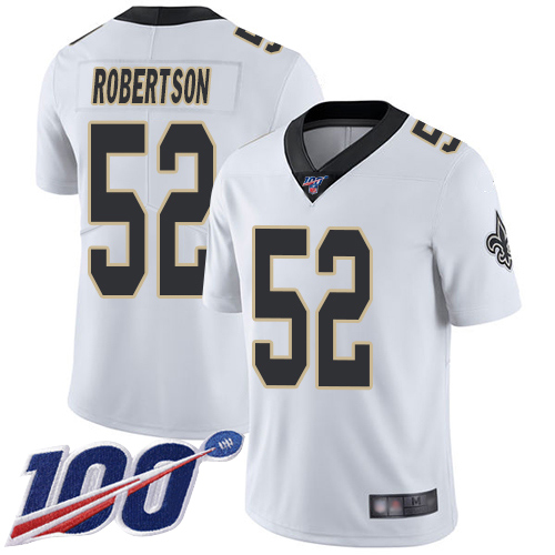 Men New Orleans Saints Limited White Craig Robertson Road Jersey NFL Football #52 100th Season Vapor Untouchable Jersey